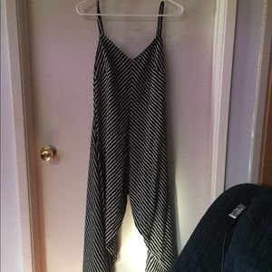 Small black and white striped jumpsuit.